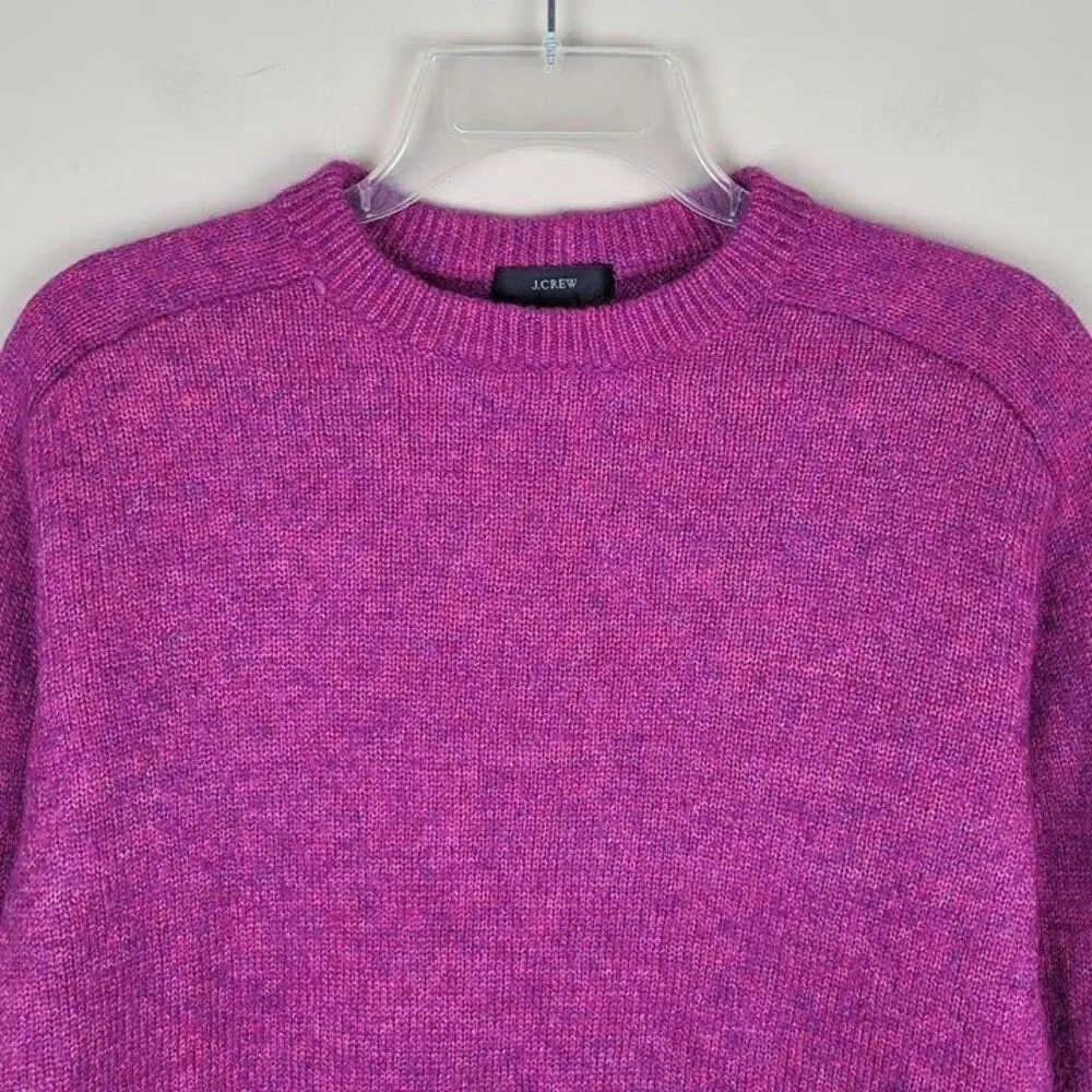 J. Crew Size S Relaxed Saddle Sleeve Crewneck Sweater Merino Alpaca Fuchsia